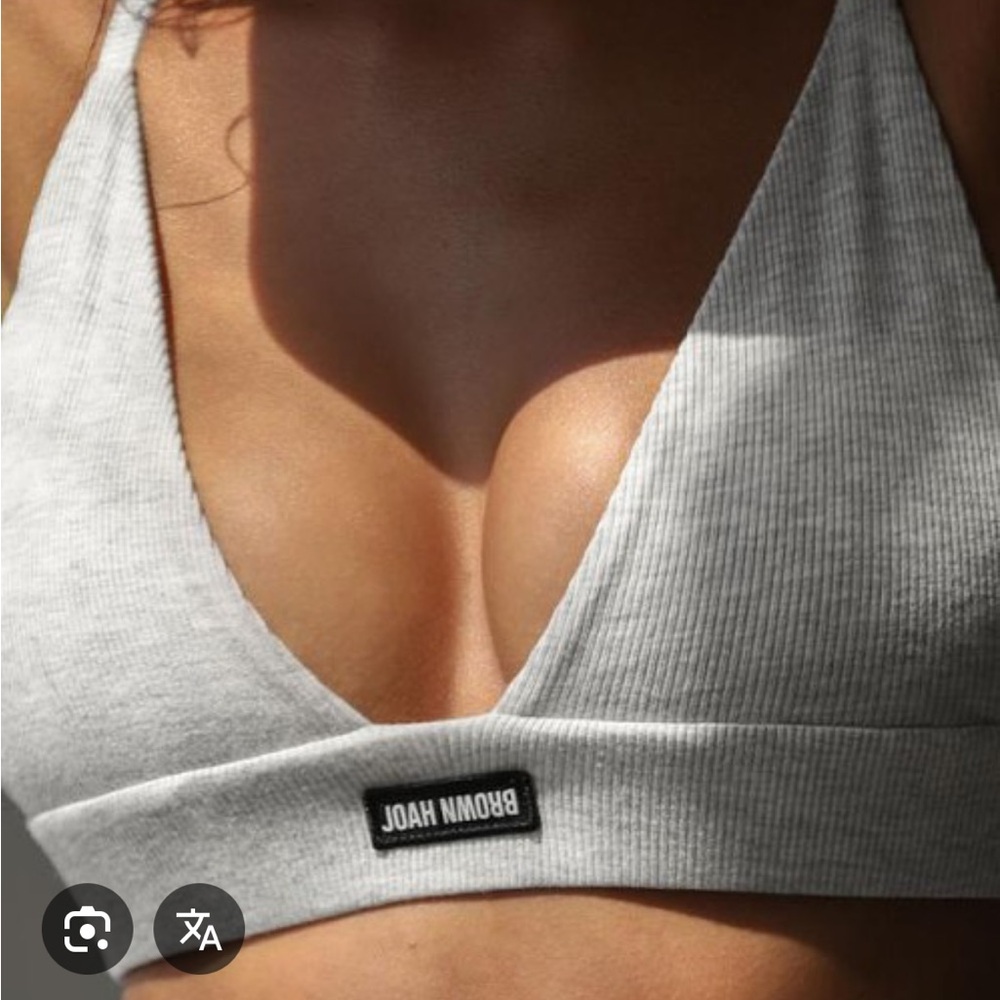 Joah Brown Light Gray Ribbed Triangle Bralette